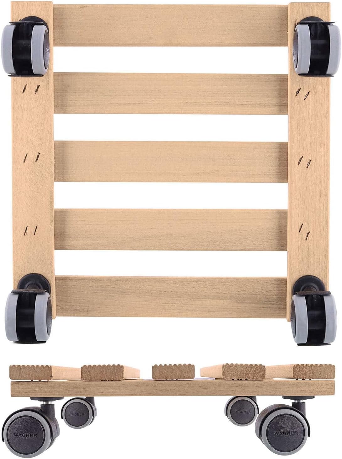 WAGNER Plant Trolley PALETTI 29 x 29 x 8 cm I Flower Trolley for Indoor use I Container Trolley Made of FSC®-certificated Solid Wood, Nature I Wooden Trolley I Load Capacity 100 kg - 20043701