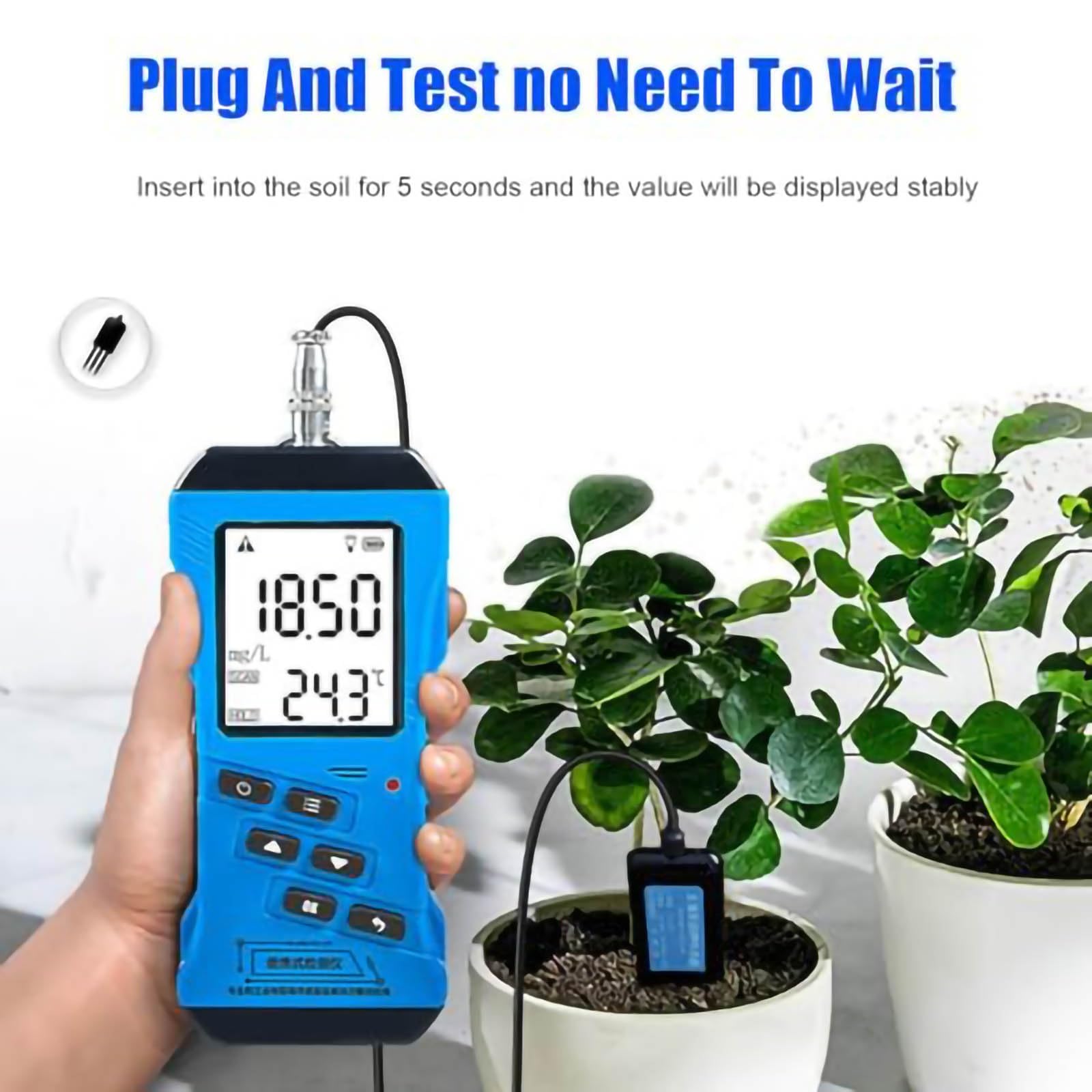 7-in-1-Digital-Bodentester – Messung von NPK, PH, EC, Feuchtigkeit, Temperatur und Luftfeuchtigkeit – Keine Reagenzien erforderlich – for Garten, Rasen, Pflanzen und Landwirtschaft