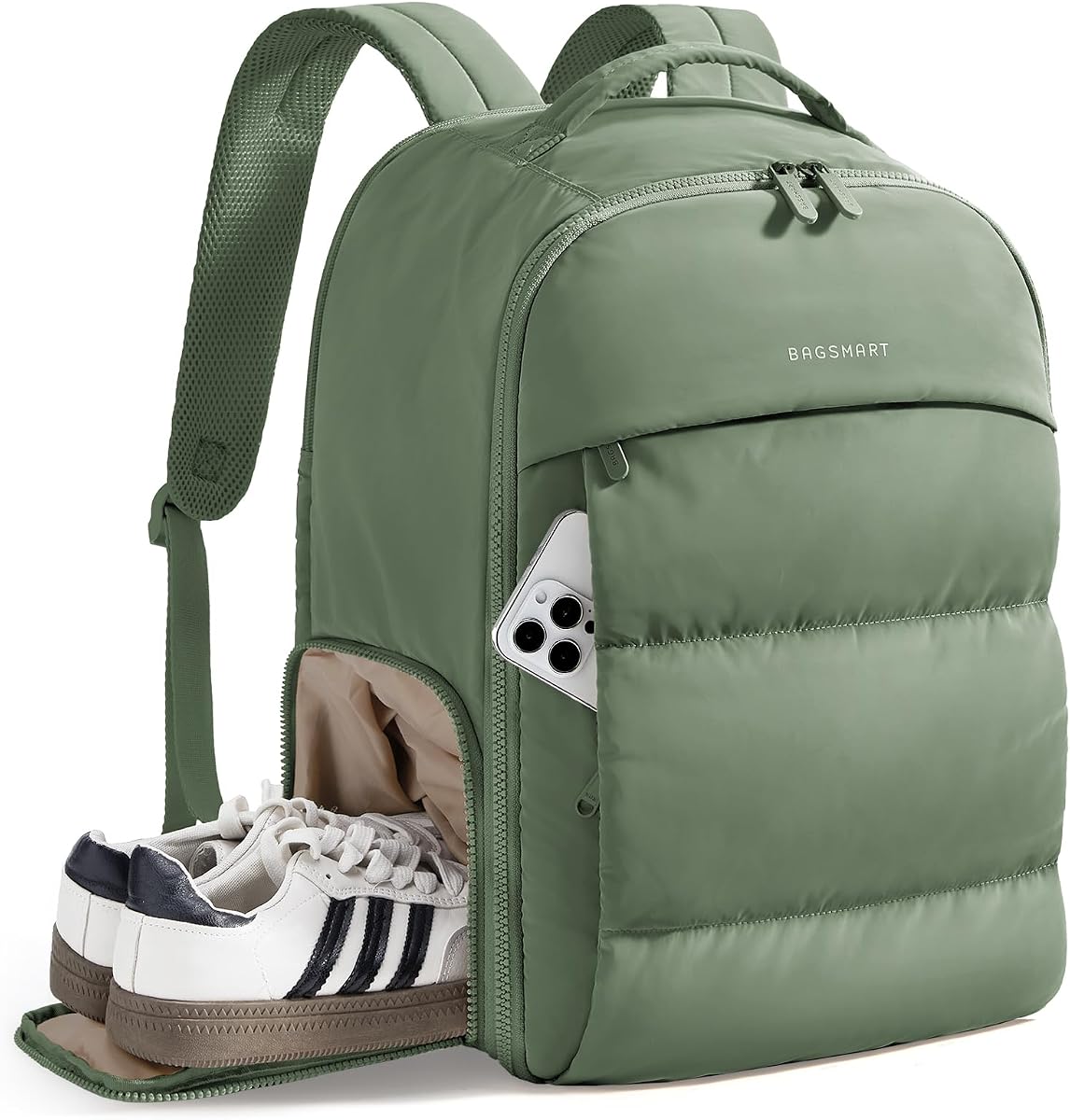 BAGSMART Mochila de Viaje para Mujer, Mochila de Gimnasio con Compartimento para Zapatos | Mochila de mano aprobada por aerolíneas, bolsillo húmedo de PVC, se adapta a una computadora portátil de 15,6", bolsillo lateral grande, liviano, resistente al agua