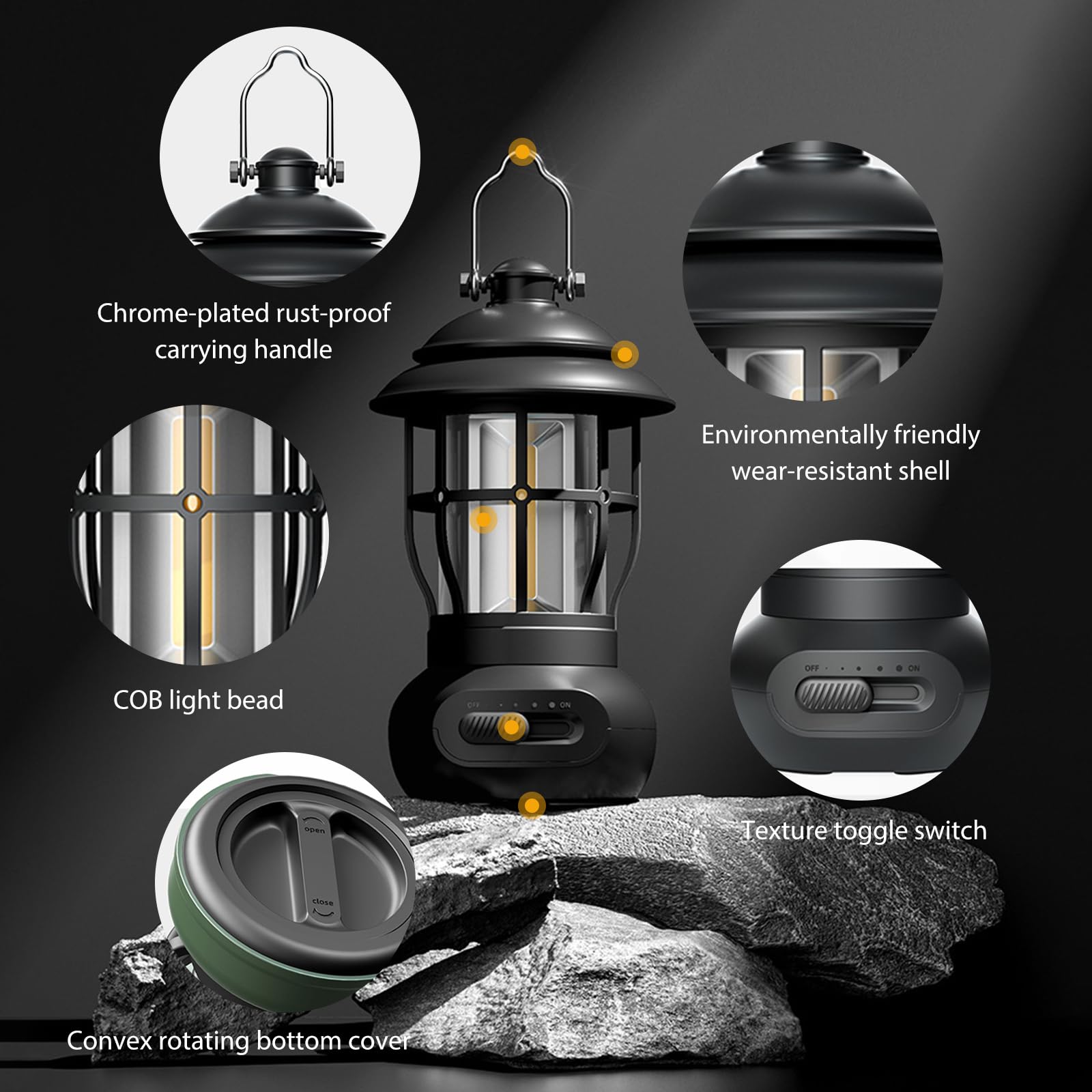 Ergocar Campinglampe, Led Outdoor Light Tragbares Ladewasser Und Wasserdicht, Einschließlich Usb -Datenkabel, Geeignet Für Innenhof, Notfall, Wanderweg