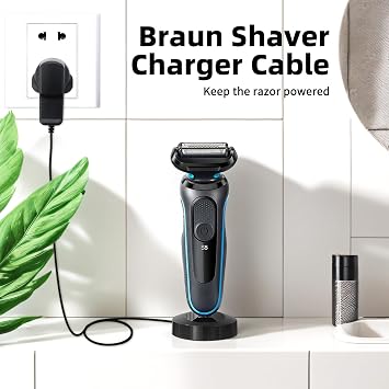 12V for Braun Shaver Charger Cable Series 1 3 5 7 9 Trimmer Beard Electric Razor Shaver Adapter Power Cord UK Plug for Epilator Silk-Epil 9/7/5, 5544/3040S/5409/7220/9090cc/9095cc (No Light)
