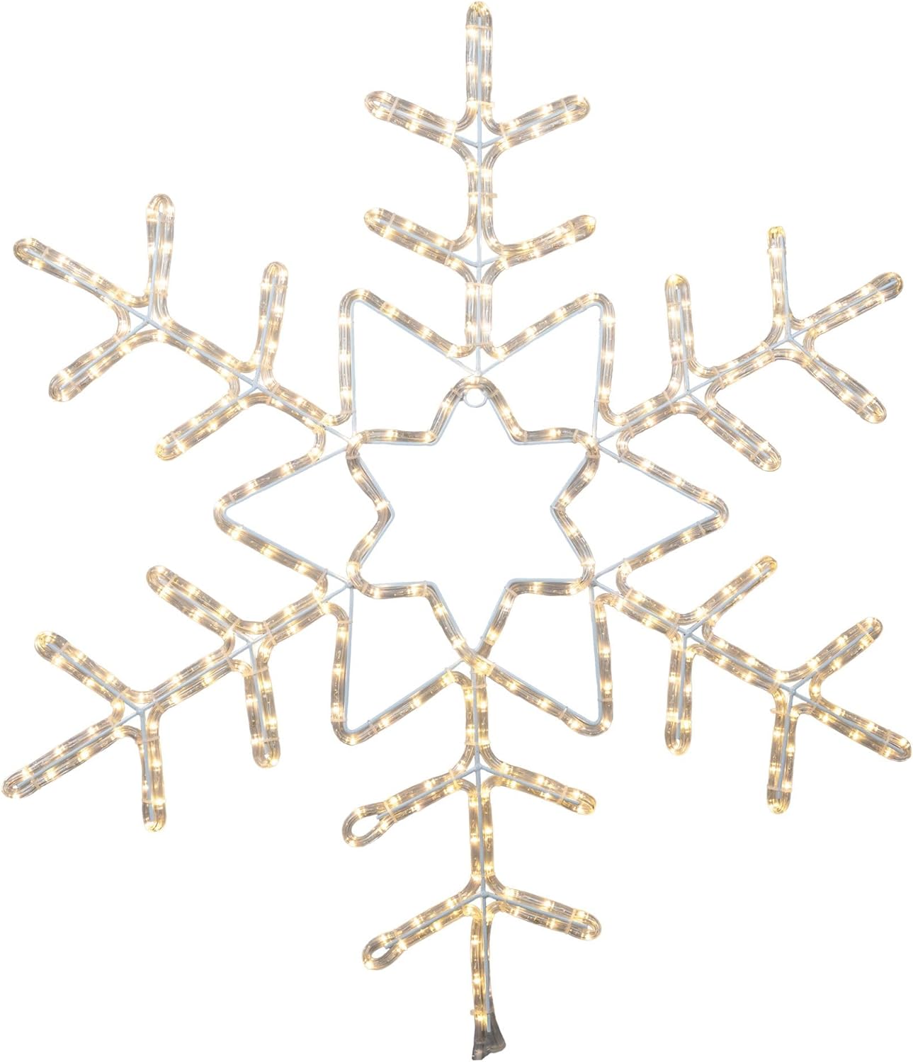 Novelty Lights 36 Inch Warm White LED Snowflake Lights with 5-Ft Power Cord and Hanging Ring, Durable Frame for Windows, Doors, Porches, Trees