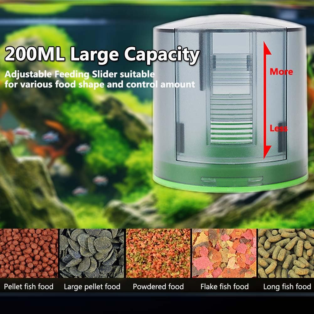 Distributeur automatique de nourriture pour poissons - 200 ml - Grande capacité - Avec affichage de minuterie - Pour petits aquariums et étangs