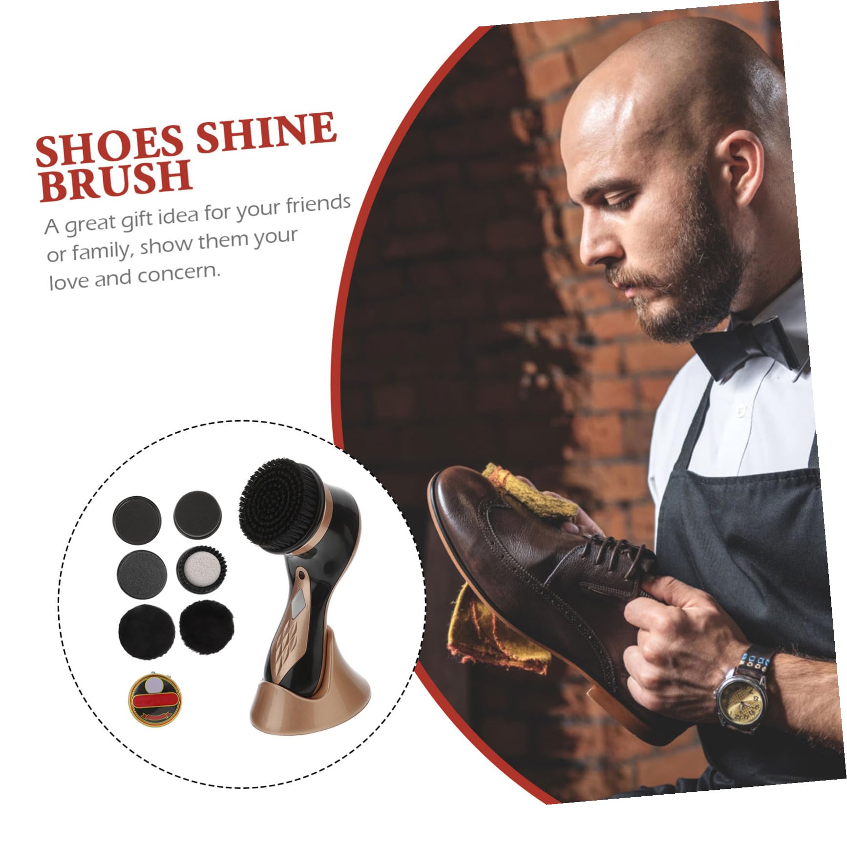 BESPORTBLE Cireuse À Chaussures Électrique avec 7 Brosses Interchangeables Kit Entretien Chaussures Cuir Canapés Sacs Nettoyage Rapide Portable