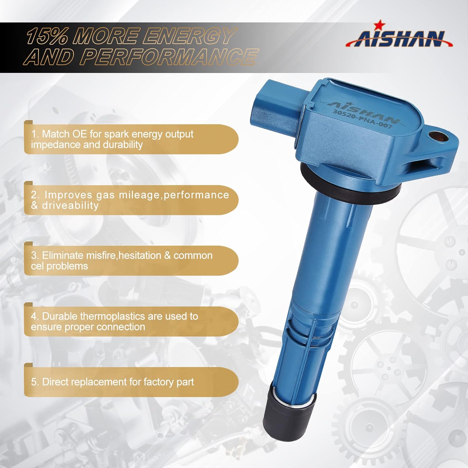 Set of 4 Ignition Coil Pack Compatible with Honda 2003-2007 Accord,2002-2011 Civic,2002-2009 CRV,2003-2011 Element, 2002-2006 Acura RSX & More| Replace# UF311