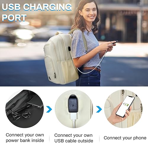 Miniatura 3 de RAINSMORE Mochila para laptop de 15.6 pulgadas, mochila de viaje grande para hombres y mujeres, mochila impermeable para computadora, mochila de