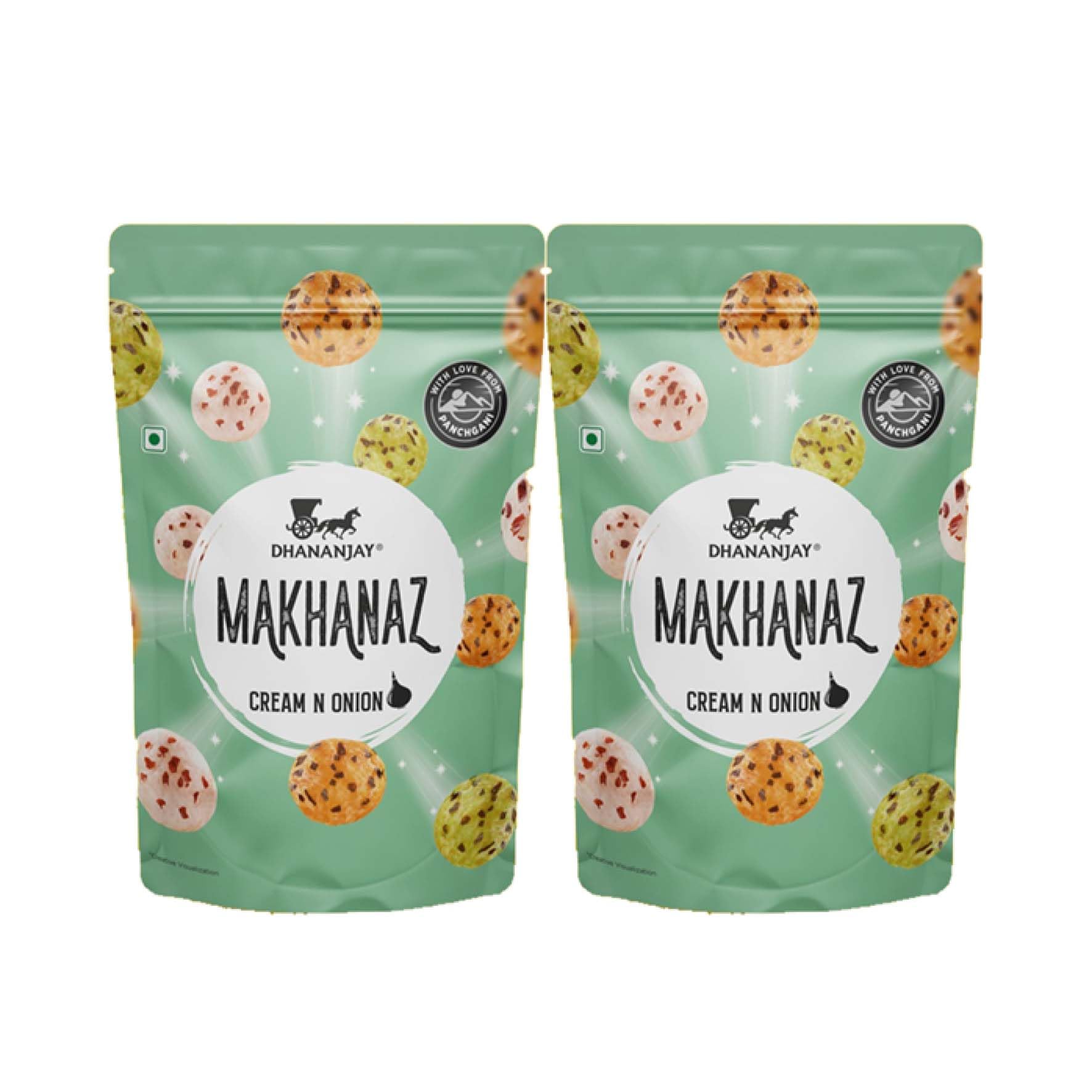 Dhananjay's Flavored Roasted Makhana | Healthy Puffed Snacks for Parties & Everyday Snacking | Delicious Flavored Namkeen Snacks | Light & Nutritious Treat | 80g (Pack of 2, Cream & Onion Makhana)-image-34