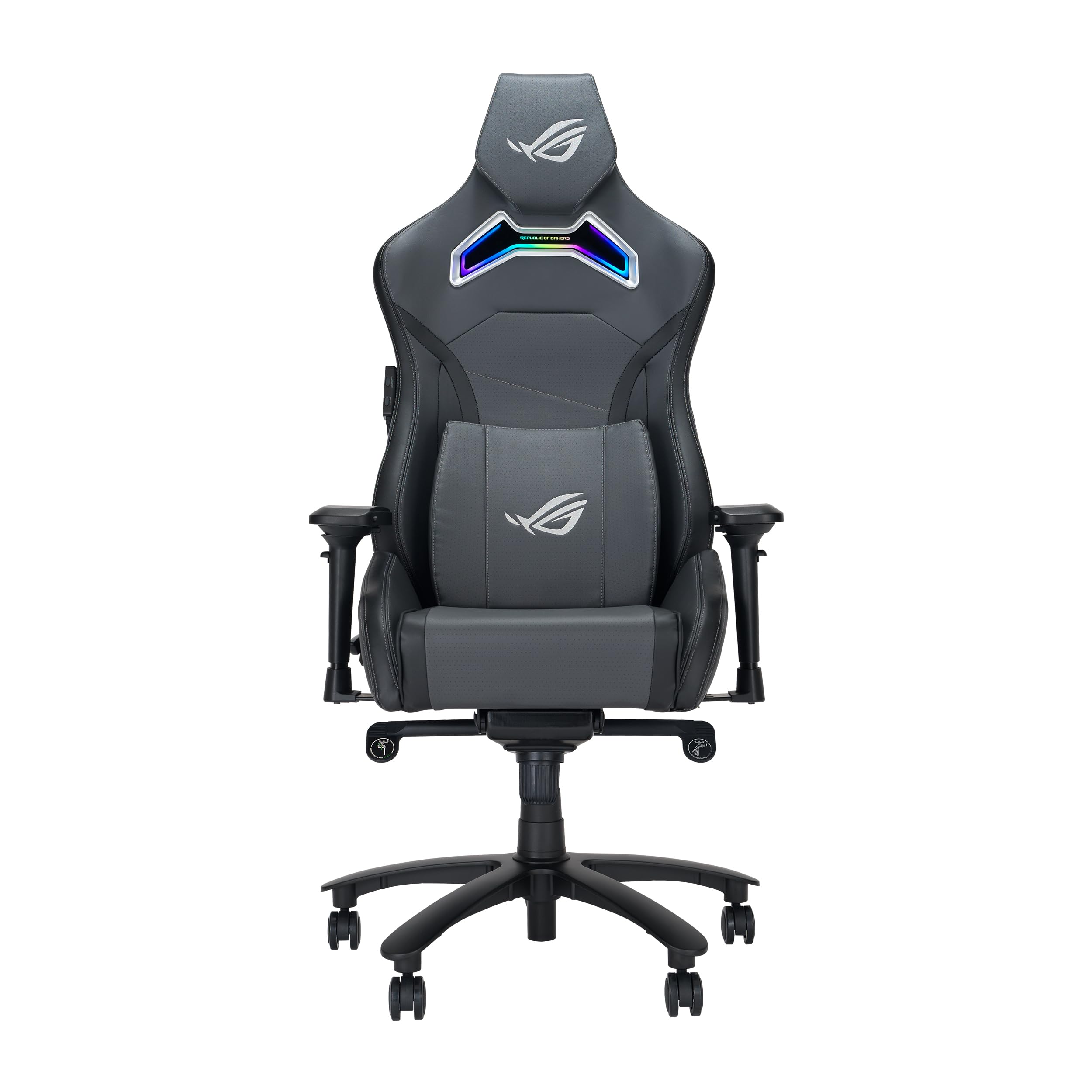 ASUS ROG CHARIOT X, Sedia Gaming Ergonomica, Supporto Lombare, Grigia | Braccioli Regolabili, Poggiatesta Imbottito, Illuminazione Aura RGB e Controller One-Touch, Peso Massimo Supportato 136kg