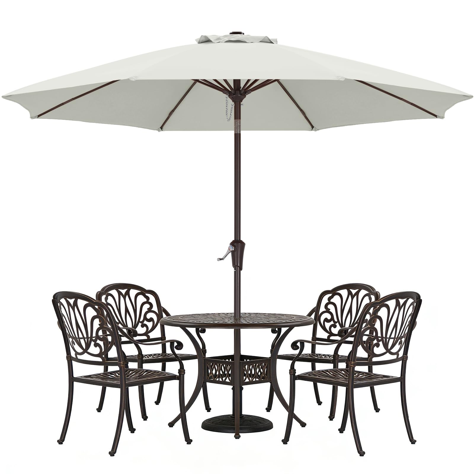 ABCCANOPY Sonnenschirm wasserdicht UV50+ mit Kurbel | wasserdichtes 300D Polyester, farbecht & lichtecht, 230/270/300 cm für Garten, Terrasse & Strand