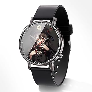 LUCLU Orologio da Polso di Genshin Impact Hutao Anime Il Gioco, Bicchiere Orologio al Quarzo Ornamenti Secondo Elemento Gioco Fans Giocattoli Regalo di Halloween Ai Ragazzi Ragazze Ornamenti