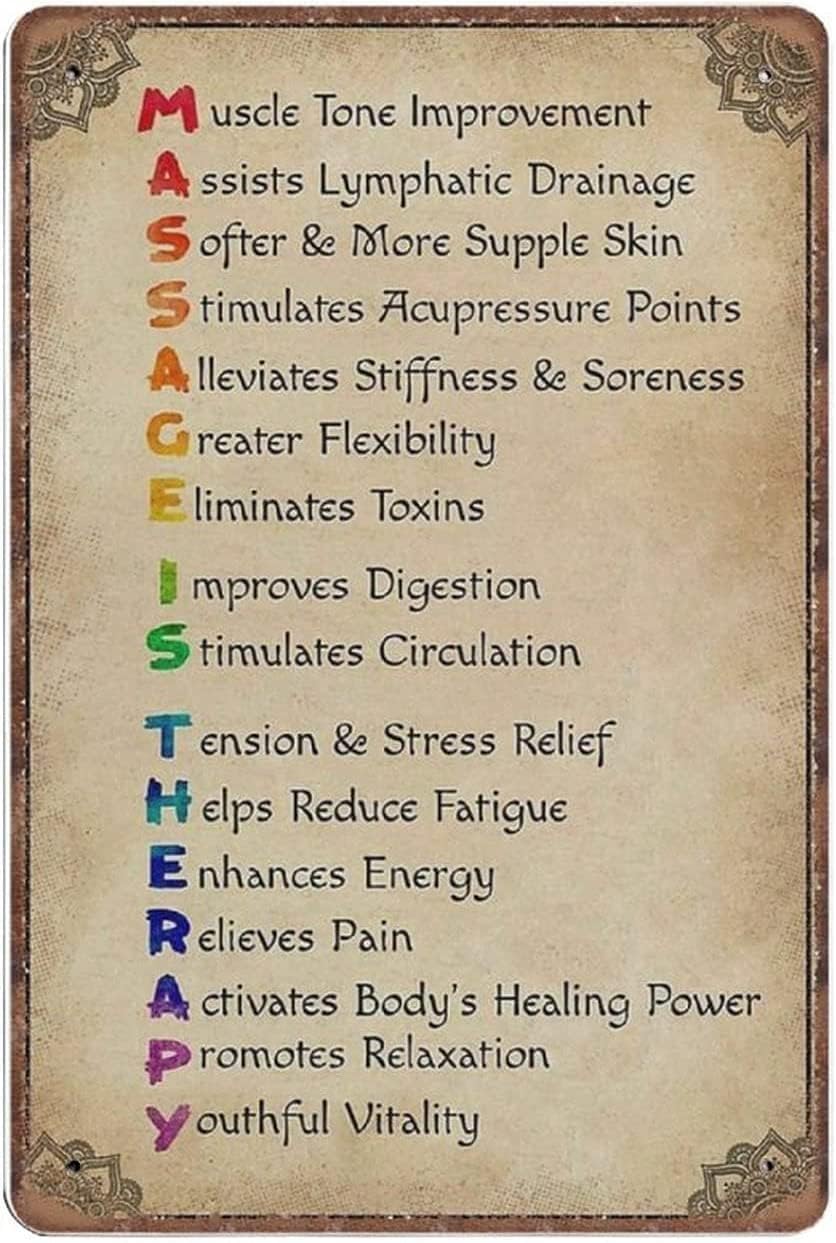 Nuboxx Ydi-106 Massage Is Therapy Poster Novelty Tin Metal Sign Metal Tin Sign Poster Wall Farm Yard Club Vintage Bar Wall Decor Tin Sign 8X12 Inches