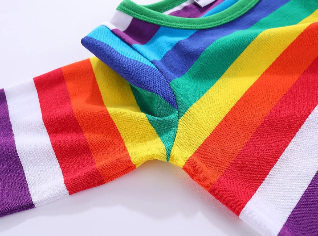 LittleSpring Boys Girls T Shirt Rainbow Striped Cotton Crewneck Tees for Kids Fashion