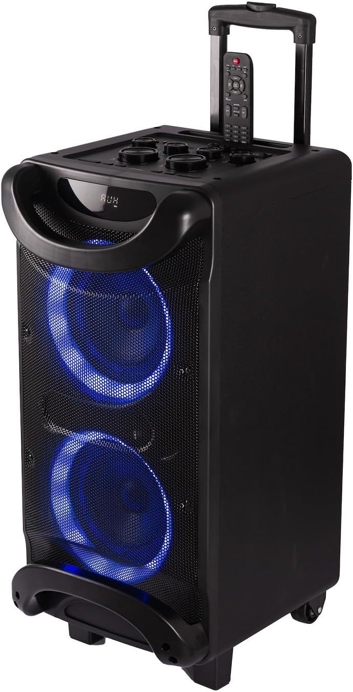 OSCAR OSC-TR-65x2 Single Tower 50W Party Speaker (Active Karaoke/with Recording, Dancing Light, Bluetooth, USB, Digital FM Radio) 12V4.5Ah Battery for Upto 8 Hours of Non Stop Playtime.