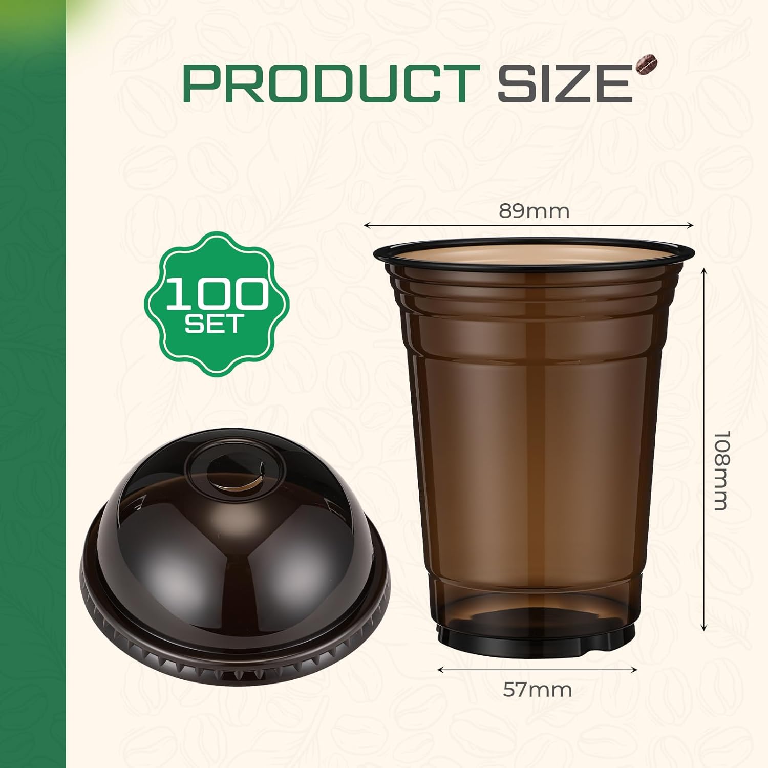 100 Set 16 oz Black Plastic Cups with Dome Lids Disposable Iced Coffee Cups for Cold Drinks Smoothies Milkshake Juice Party Cafe Supplies