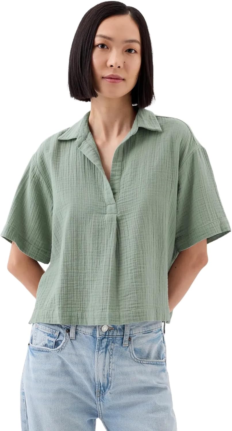 Gap Womens Short Sleeve Popover Top