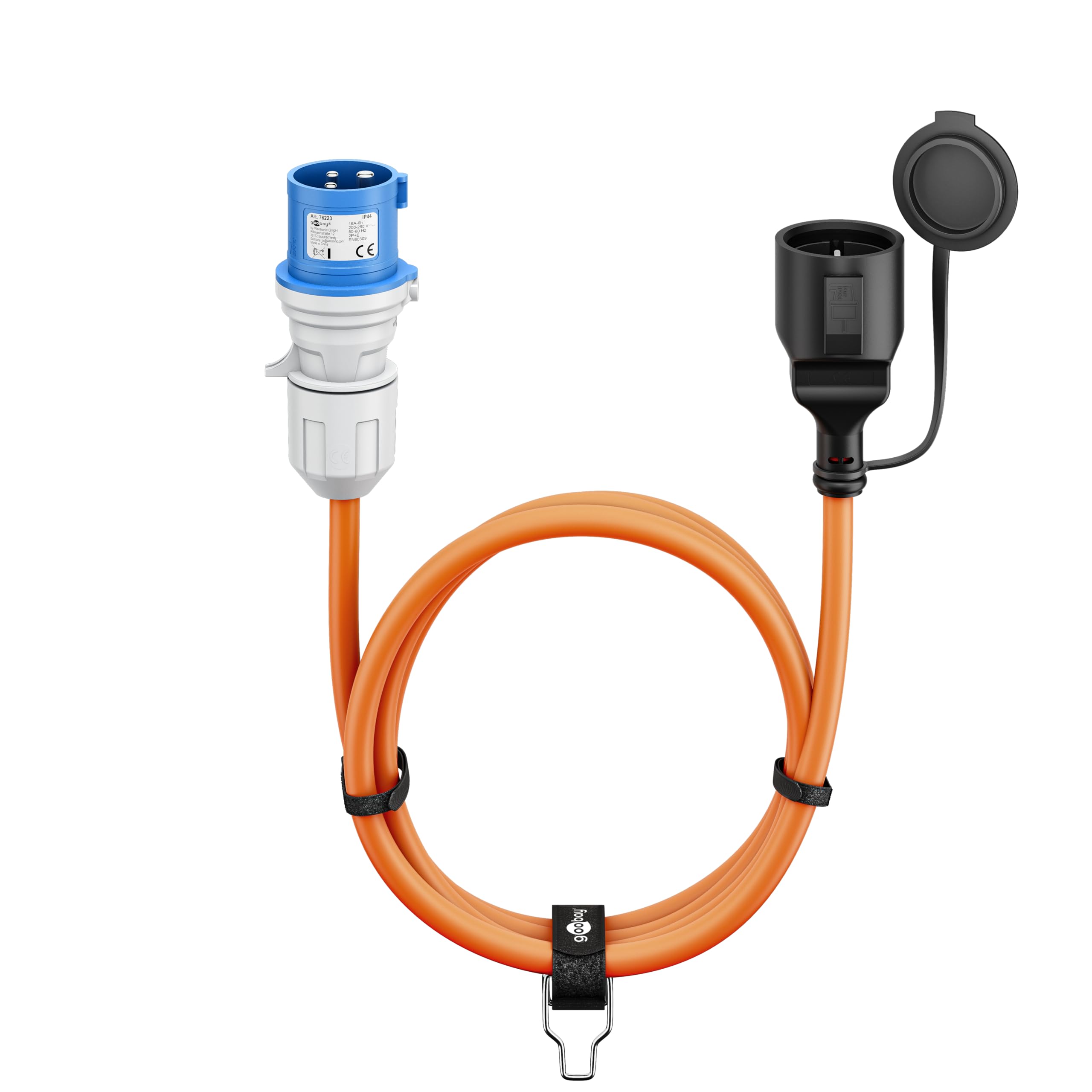 goobay EEC Caravan Adapter Cable 5 m CEE Plug to Socket with Protective Contact, Outdoor Use with IP44, 76224
