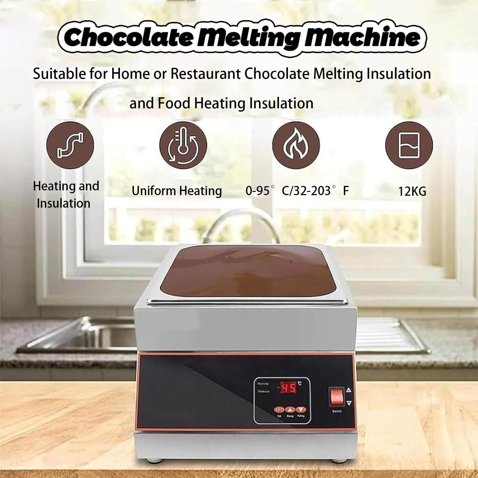 Tempéreuse à Chocolat numérique,Appareil à Fondre Le Chocolat Professionnel avec contrôle numérique de la température pour Faire Fondre Le Chocolat,Le Lait et la crème Single-Cylinder