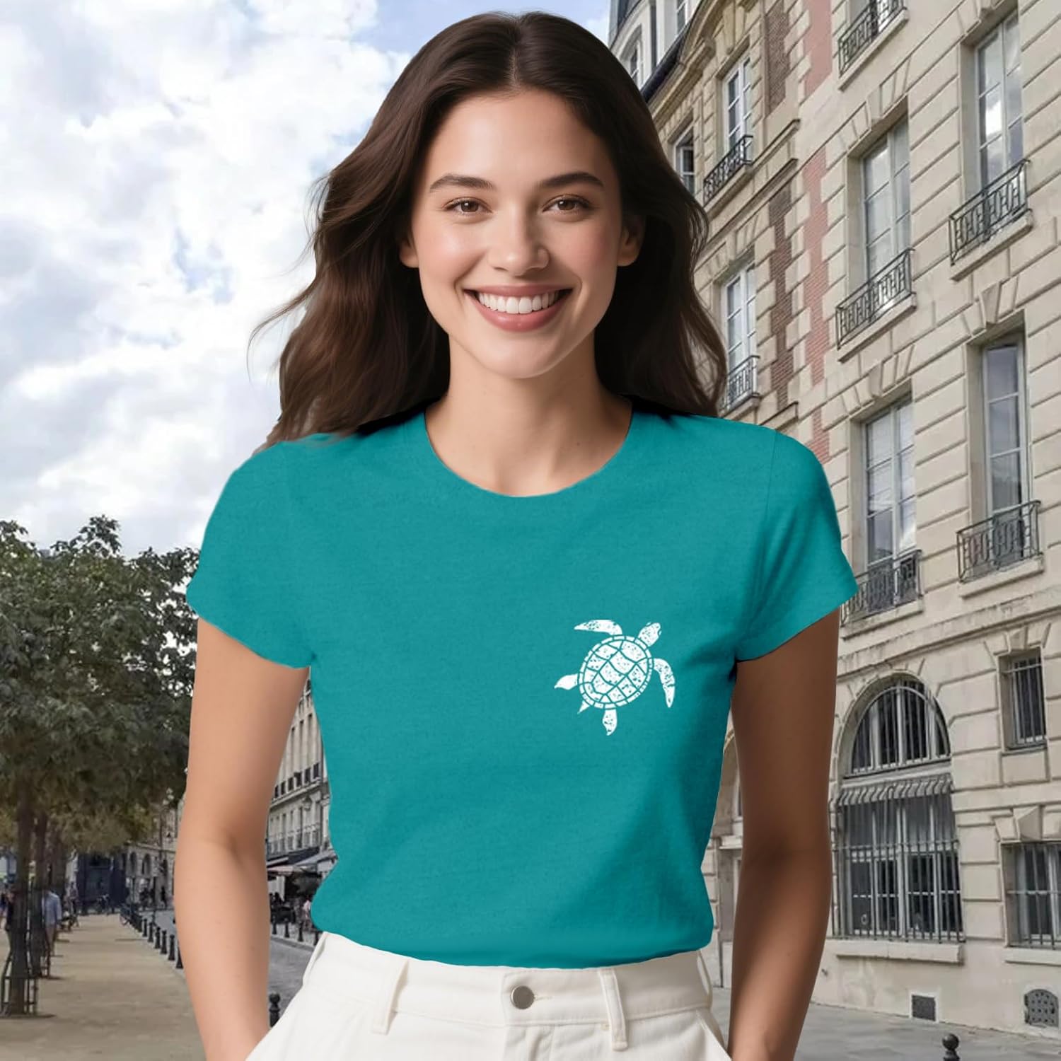 Sea Turtle Shirts for Women Hawaiian Turtles T-Shirt Beach Vacation Tee Tops - Image 4