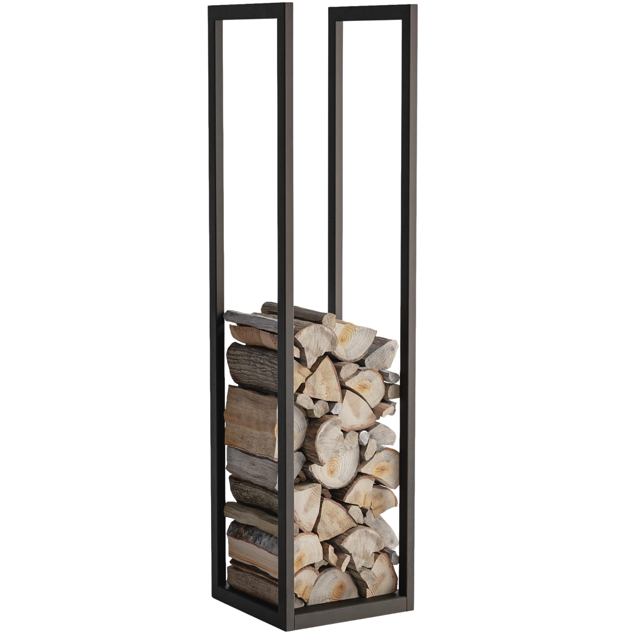 Kaminholzregal Aussen Brennholzregal Außen LOFT - Holzlager Holzunterstand für Kamin 120 x 30 x 30 cm, Metall Schwarz Matt, Industriedesign Holzhalter, Feuerholz Kaminholzregal Innen