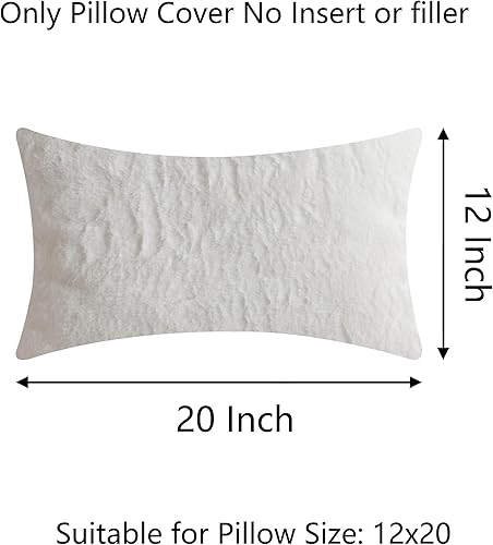 Miniatura 3 de Demetex Juego de 2 fundas de almohada de 12 x 20 pulgadas, suaves y esponjosas, para sofá, sala de estar, dormitorio, 12 x 20 pulgadas, color blanco