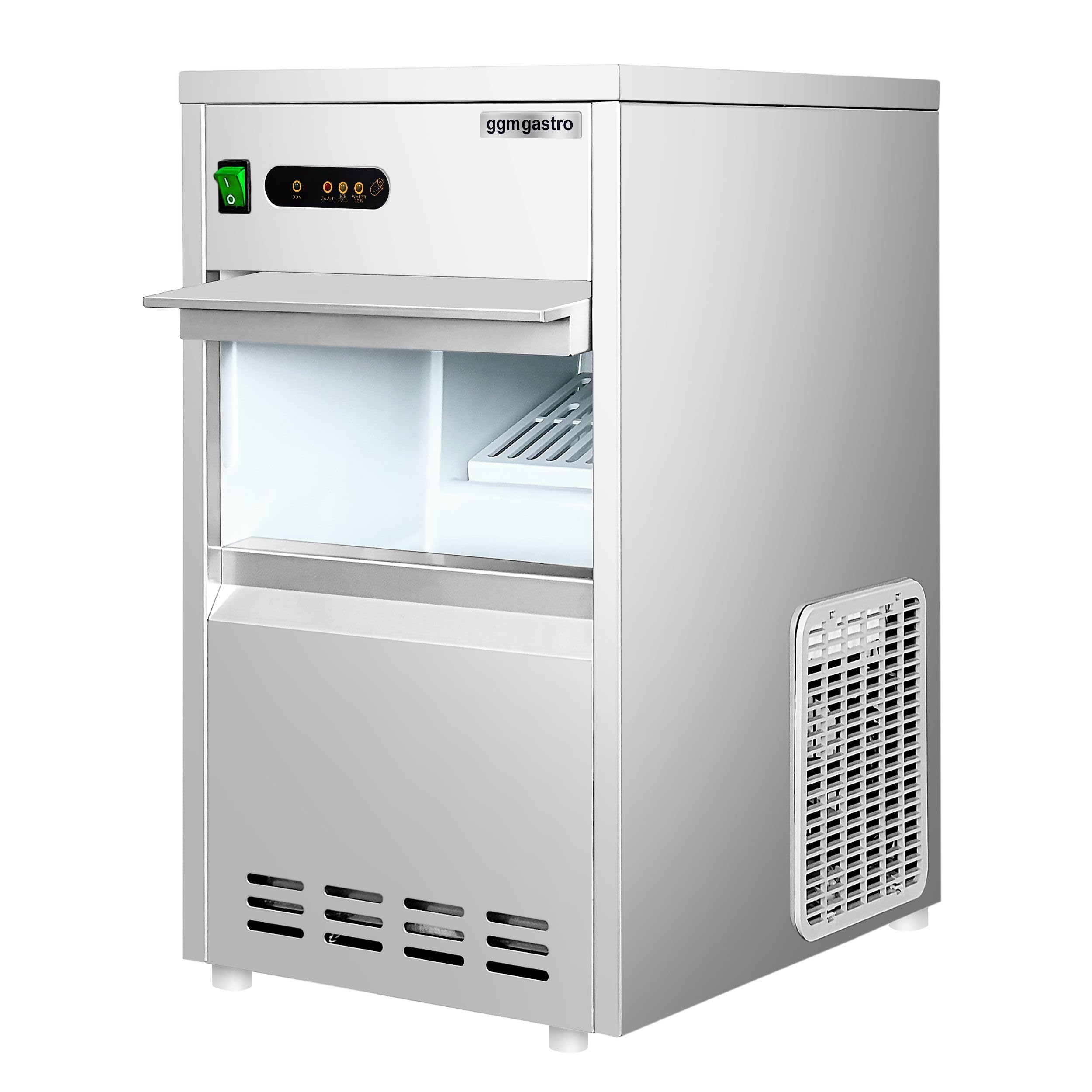 GGM Gastro Eiswürfelbereiter Hohlzylinder 24 kg/24 h | Ideal für den Dauereinsatz, robuste Edelstahlbauweise, steckerfertig, zeitsparende Reinigung, effiziente Luftkühlung