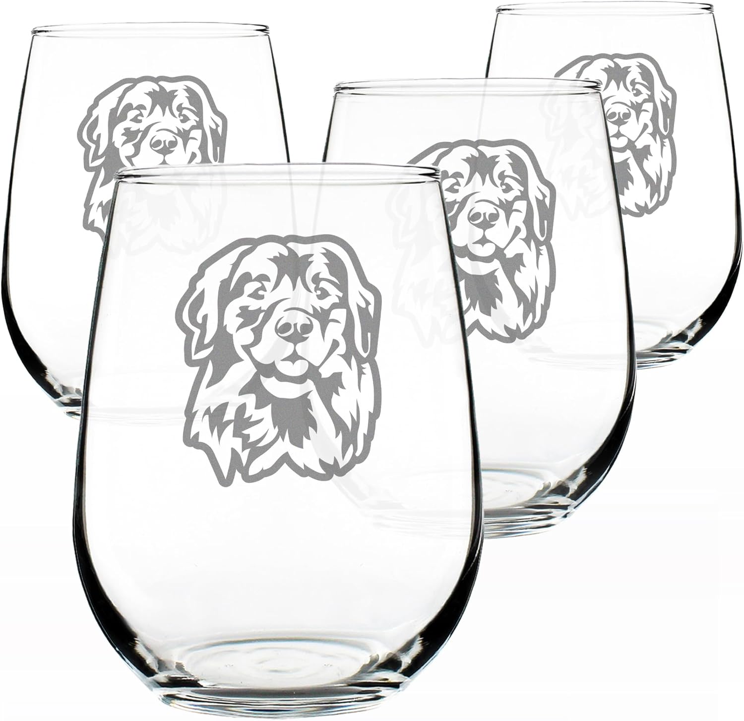 Custom Golden Retriever Happy Face Stemless Wine Glass - Cute Gifts for Dog Lovers with Golden Retrievers - Large Glasses - Customized Glasses