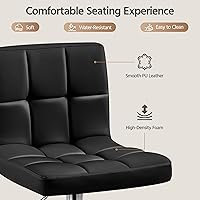 Vista 8 de Yaheetech Juego de 2 taburetes de bar ajustables de piel sintética, taburetes de mostrador modernos con respaldo y reposapiés, taburetes de bar