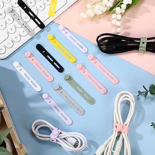 Miniatura 5 de 42 bridas de silicona reutilizables para cables, organizador de cables elásticos multiusos para agrupar auriculares, cargadores de teléfono, hogar,