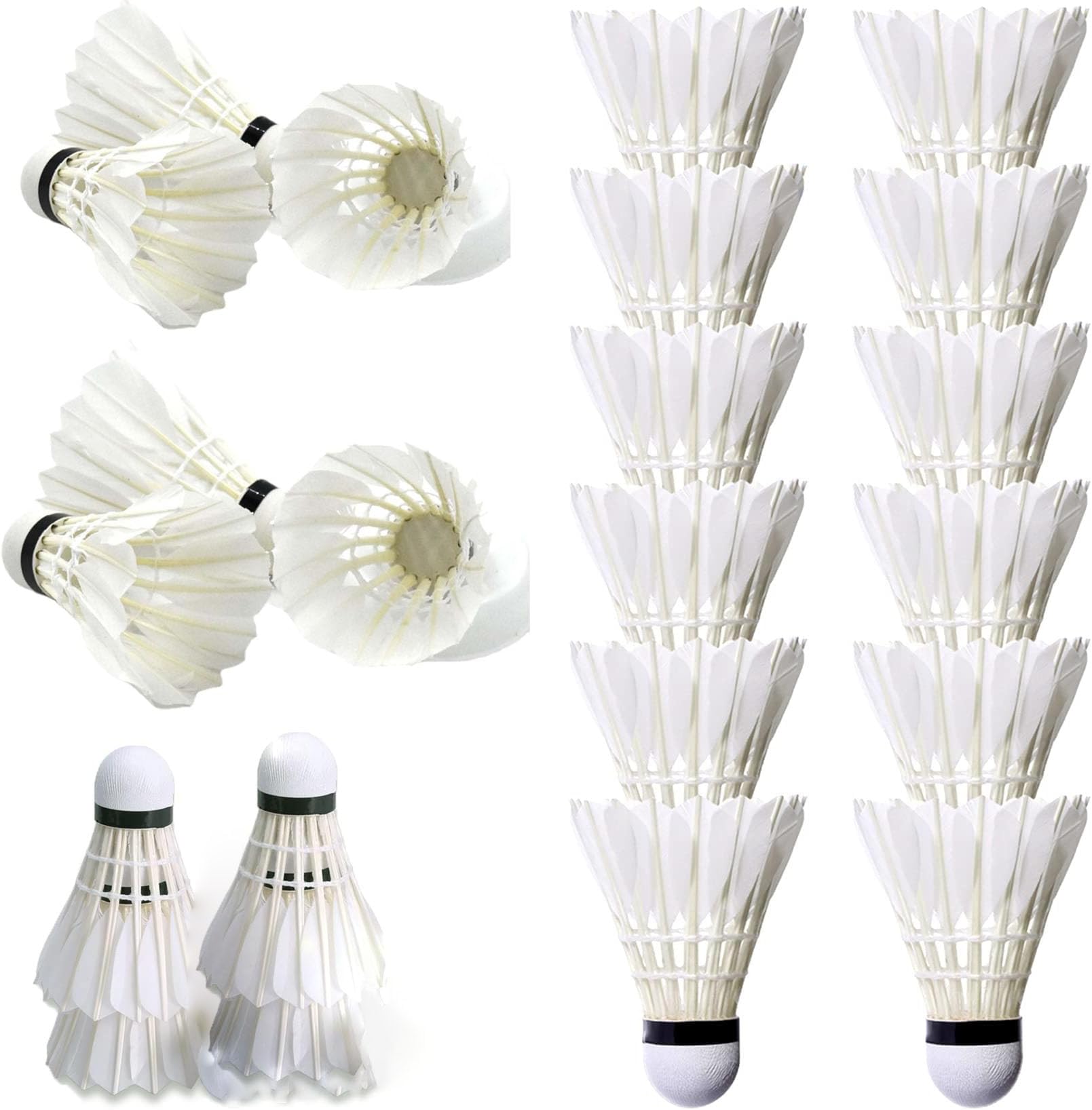 Edtech Badminton Birdies Shuttlecocks High-Speed Goose Feather Durable and Pack of 12 Indoor Outdoor Sports Hight Speed Training Badminton Birdie Balls