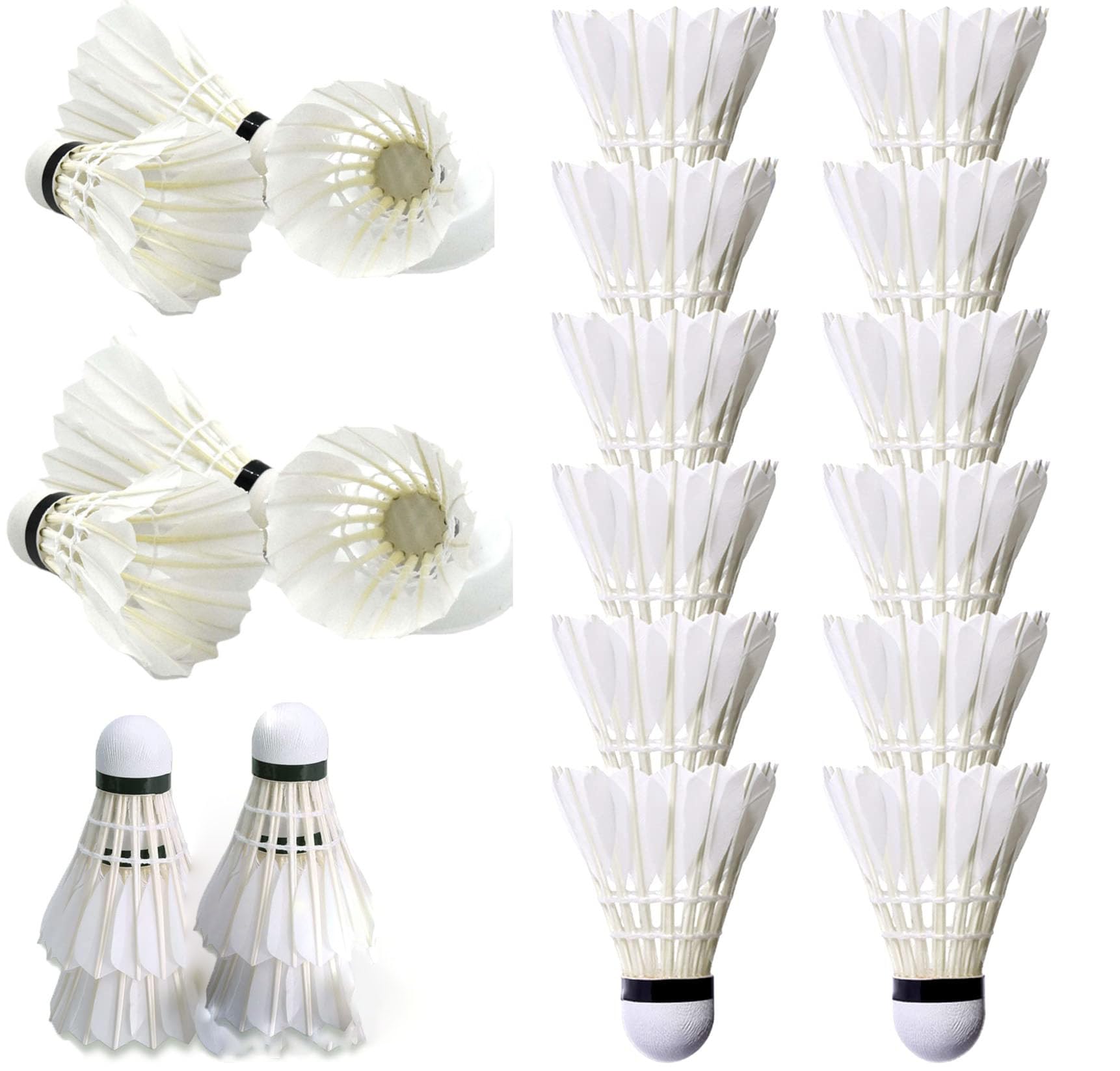 Edtech Badminton Birdies Shuttlecocks High-Speed Goose Feather Durable and Pack of 12 Indoor Outdoor Sports Hight Speed Training Badminton Birdie Balls