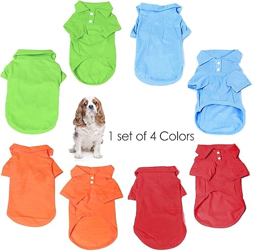Vista 11 de KINGMAS Camiseta de 4 piezas para perro, camisas transpirables para mascotas, sudadera para cachorro, ropa para perro, abrigos para perros pequeños