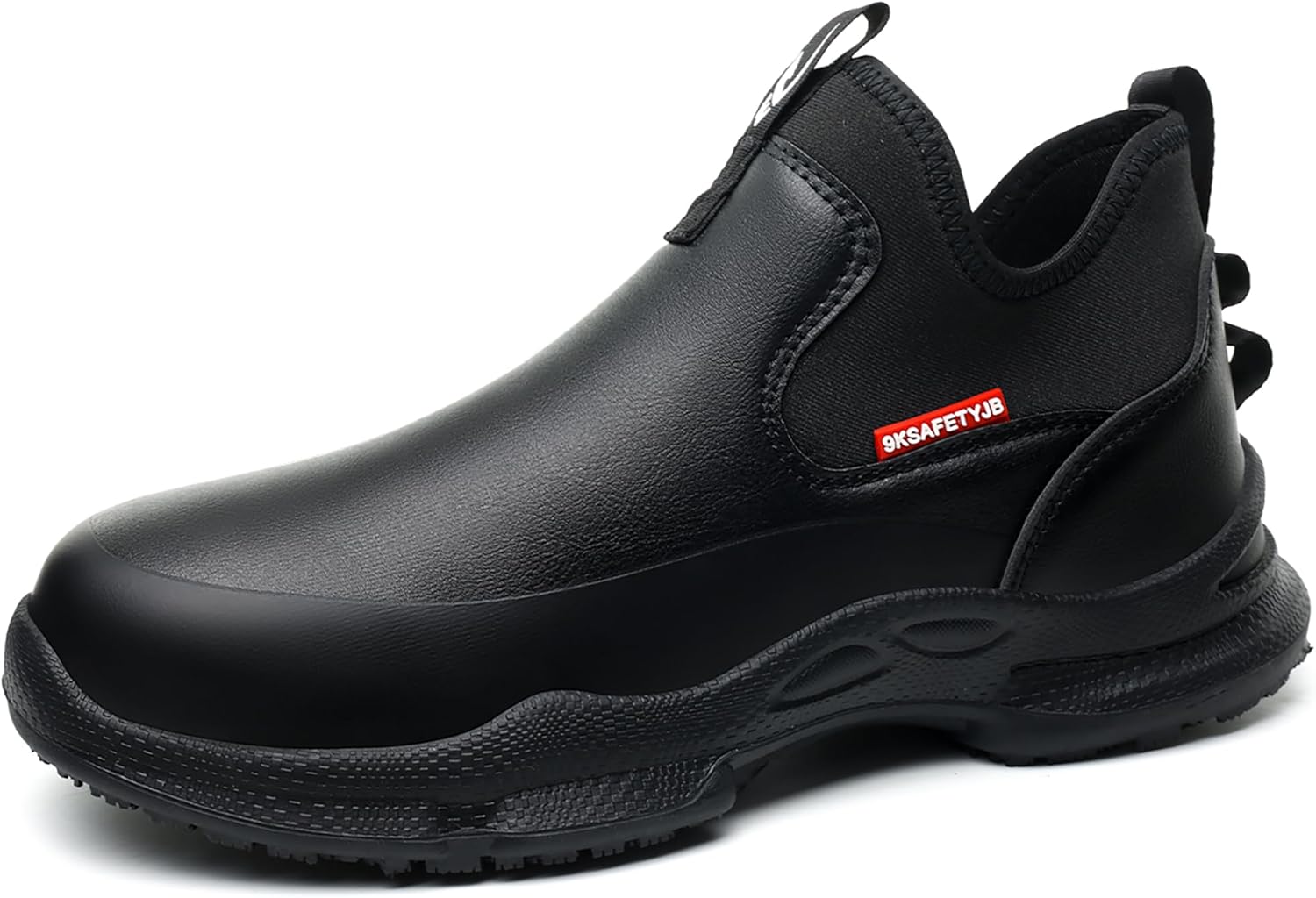 Non Slip Work Shoes, Water Oil Resistant Slip on Lightweight Garden Chef Restaurant Food Service Nursing Leather Footwear