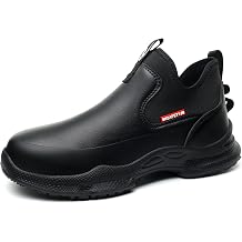 Non Slip Work Shoes, Water Oil Resistant Slip on Lightweight Garden Chef Restaurant Food Service Nursing Leather Footwear