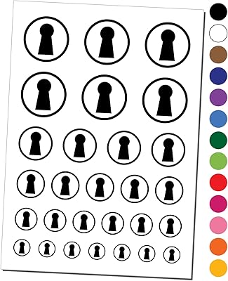 Keyhole Symbol Temporary Tattoo Water Resistant Fake Body Art Set Collection - Brown (One Sheet)