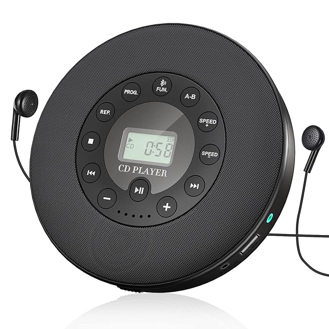 Rechargeable Portable Bluetooth CD Player, Lukasa Compact Music CD Disc