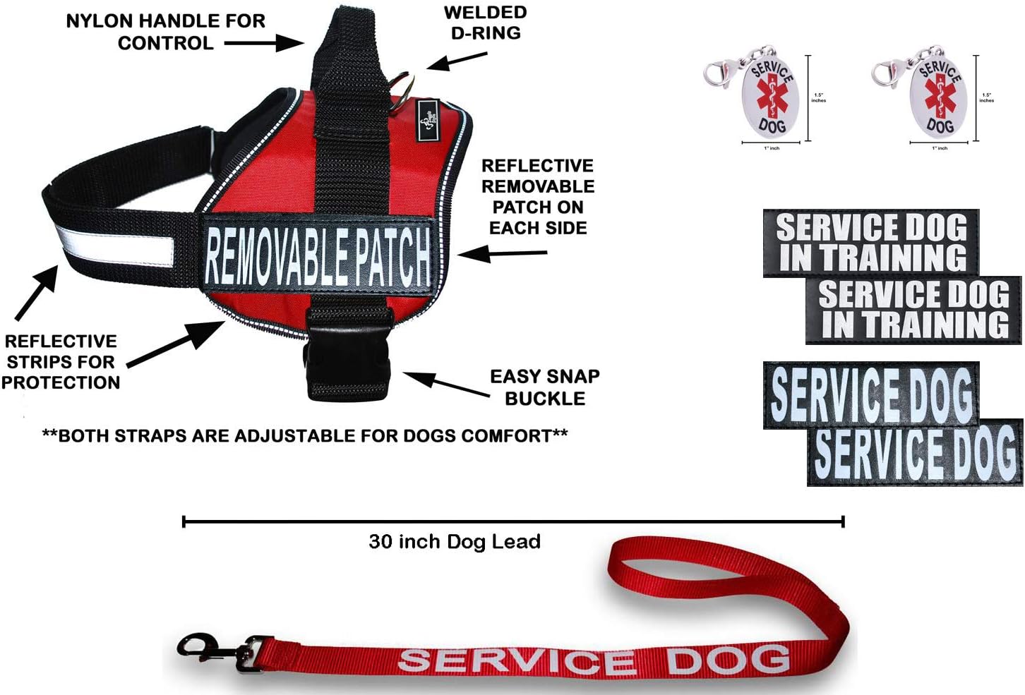 Doggie Stylz Official Service Dog in Training Vest Harness Bundle Kit