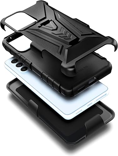 Miniatura 3 de NZND Funda para Galaxy A53 5G con protector de pantalla de vidrio templado (cobertura máxima), funda de clip para cinturón con soporte integrado,
