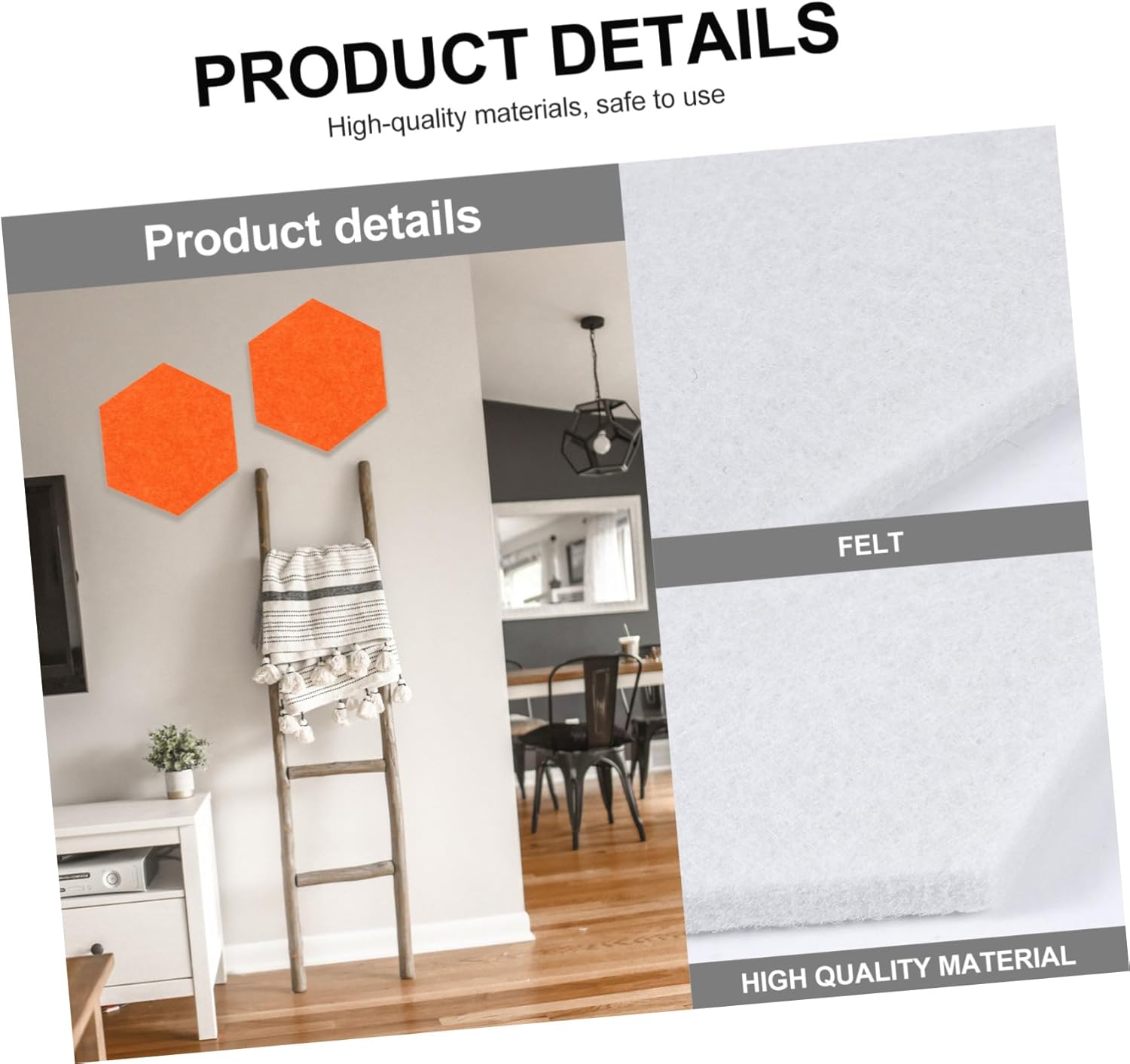 10pcs Self-Adhesive Hexagon Felt Message Board for Photo Display and Wall Decor Eva Wall Stickers for DIY Background Easy to Install for Home and Classroom Use