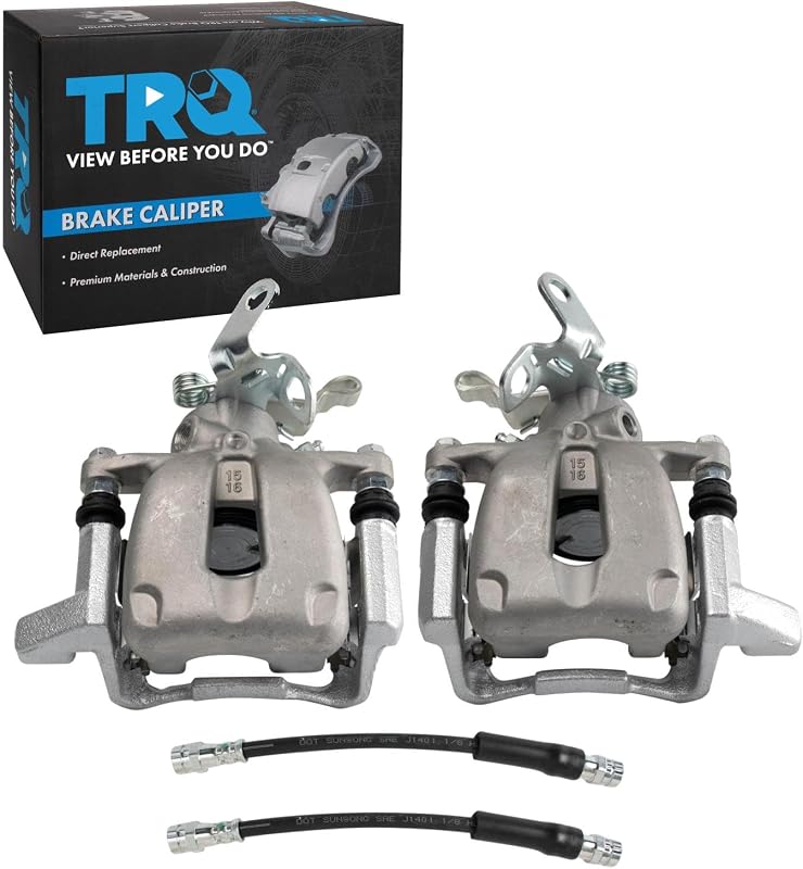 Kit de pinças de freio traseiras TRQ com mangueiras para Audi A3, Volkswagen Jetta e Rabbit – 4 peças