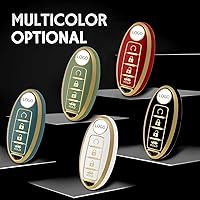 Vista 7 de Funda para llave de TPU suave con patrón dorado, protección de 360 grados, compatible con Nissan Altima Coupe Armada GTR Maxima Murano Cross
