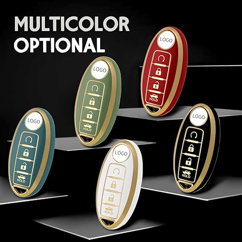 Miniatura 7 de Funda para llave de TPU suave con patrón dorado, protección de 360 grados, compatible con Nissan Altima Coupe Armada GTR Maxima Murano Cross