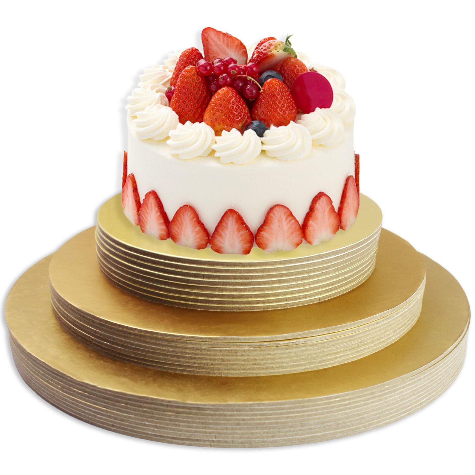 PQZCLDP - 18 tablas redondas de cartón de tamaño mixto de oro de 6, 8 y 10 pulgadas, platos desechables para tartas, bandeja de base para tartas para decoración de pasteles, PQ153