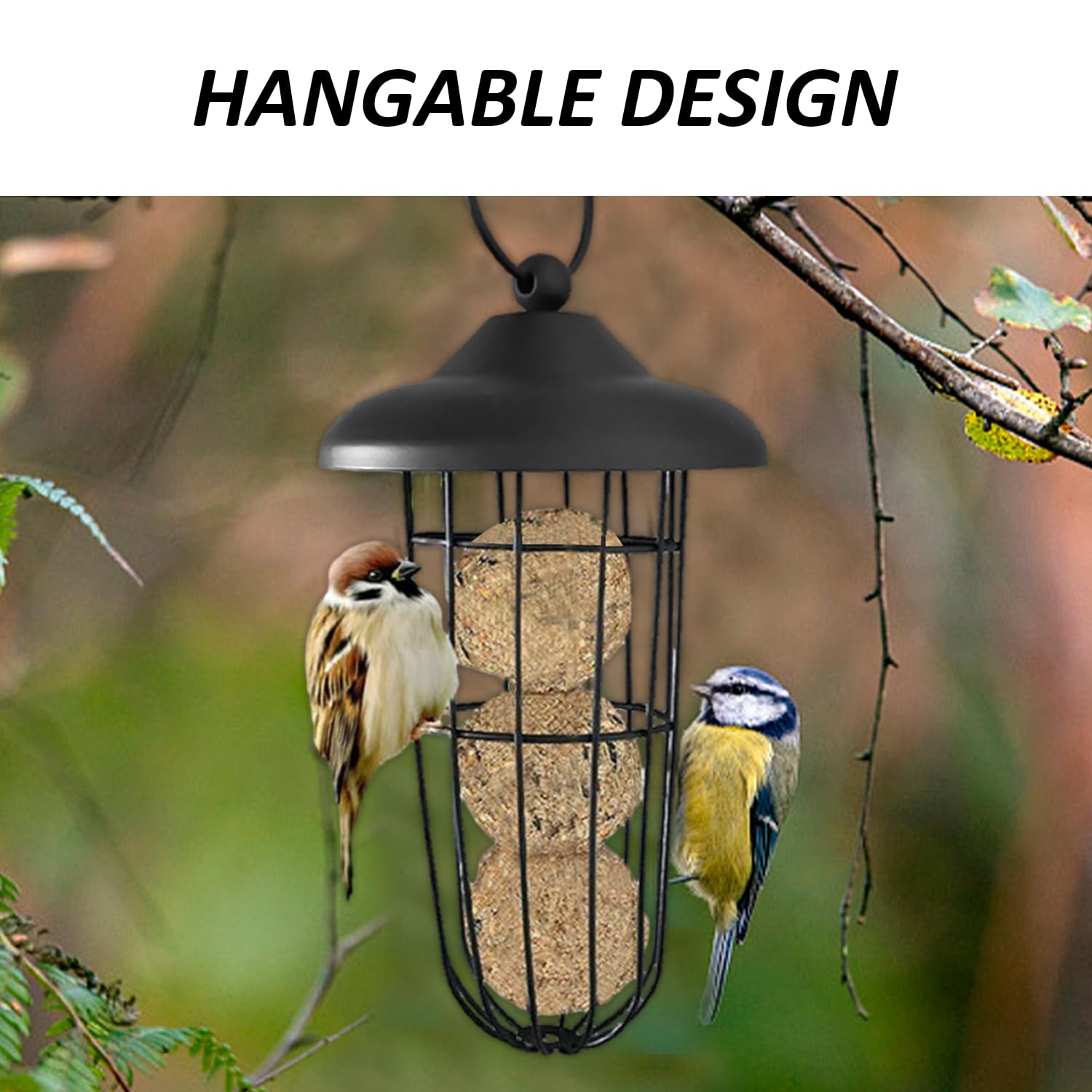 Mangeoire à Oiseaux En Métal à Suspendre à L'extérieur, Mangeoire à Oiseaux à Suspendre Avec Crochets, Mangeoire à Boules De Graisse Pour Oiseaux Sauvages Et Jardin (doré, 4 Pièces