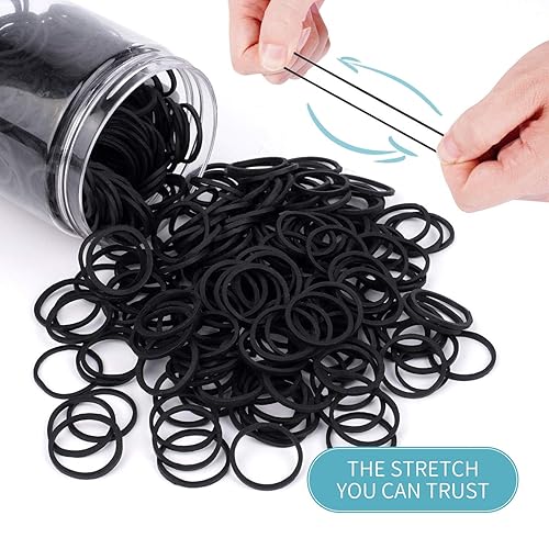 Miniatura 3 de Bandas de goma de pelo negro de 34 pulgadas para ligas para el cabello, bandas elásticas pequeñas, bandas elásticas grandes, soportes para cola de
