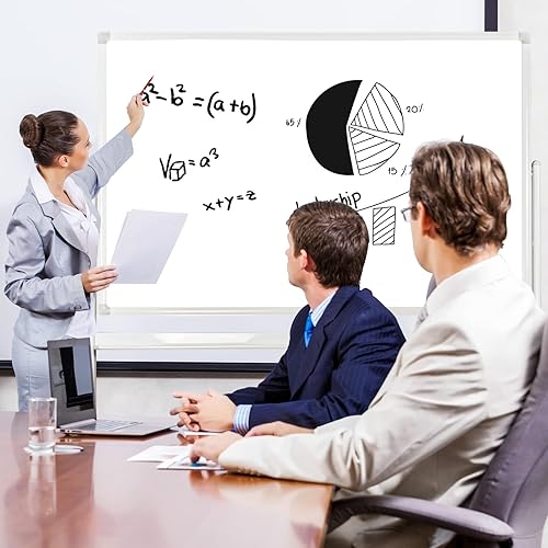 Miniatura 9 de Pizarra blanca magnética portátil grande de 43 x 31  Pizarra blanca magnética de doble cara de borrado en seco con ruedas  Pizarra blanca móvil de