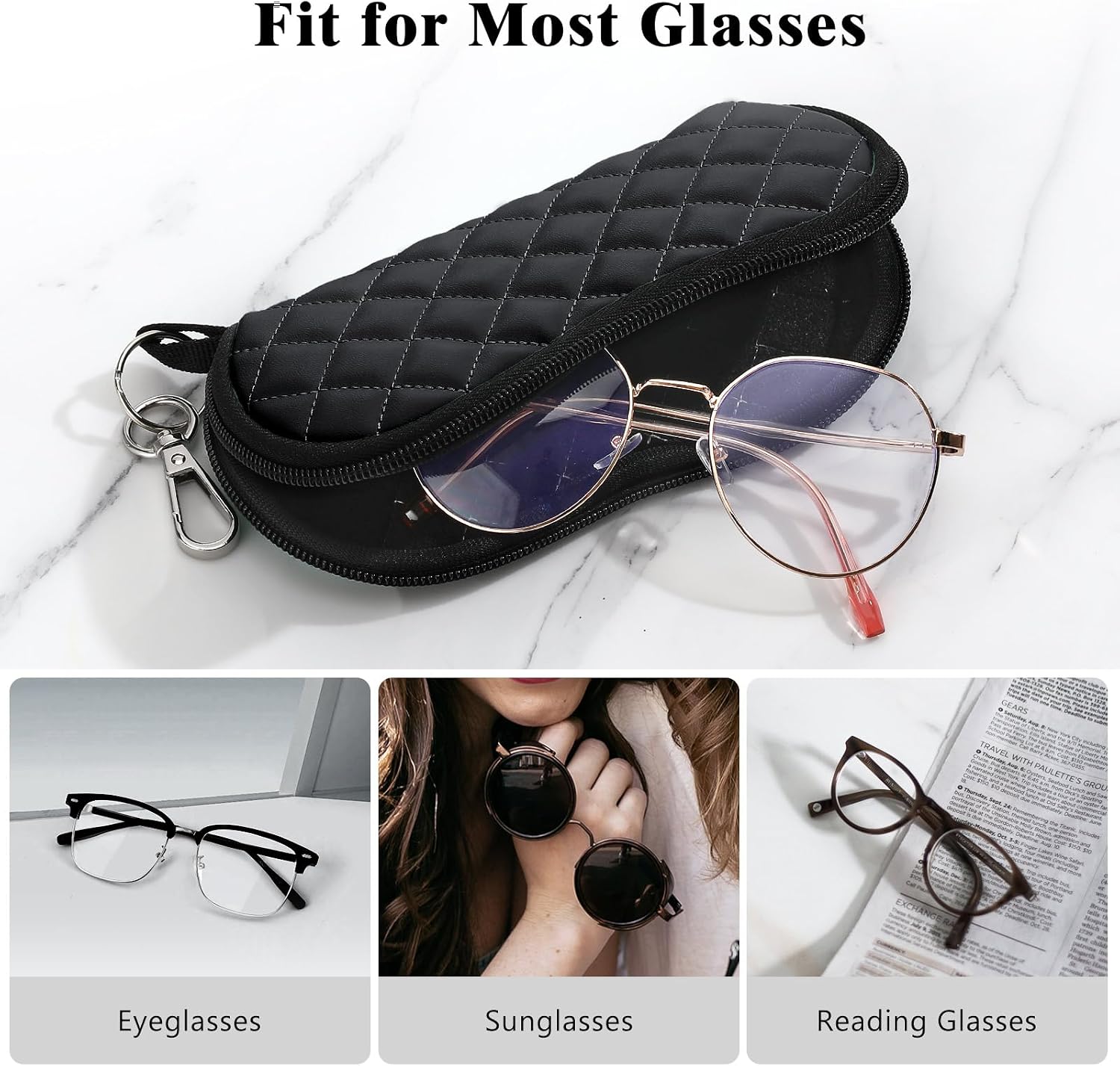 MoKo Sunglasses Soft Case Ultra Light Neoprene Zipper Eyeglass Case for Men Women image 4