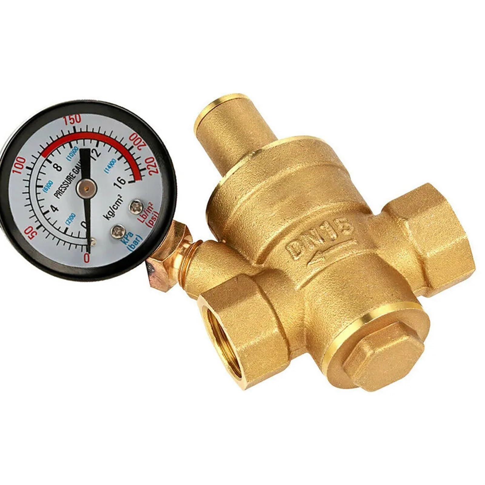 Régulateur de pression en laiton DN15 20 mm Connecteur Manomètre Compteur 1/2" Régulateur de pression Réducteur Eau pour compresseurs et outils pneumatiques