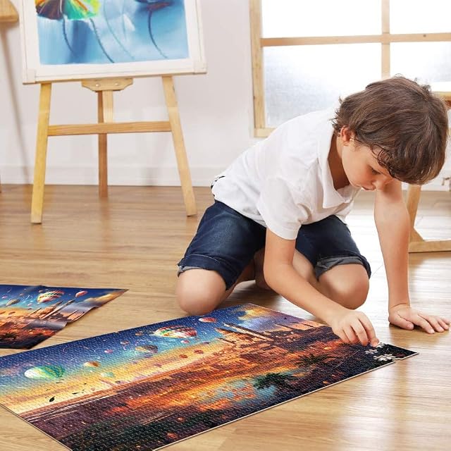 Foto 5 de 7 de Puzzle de 1000 piezas para adultos, colorido Marruecos, rompecabezas Casablanca para juegos educativos