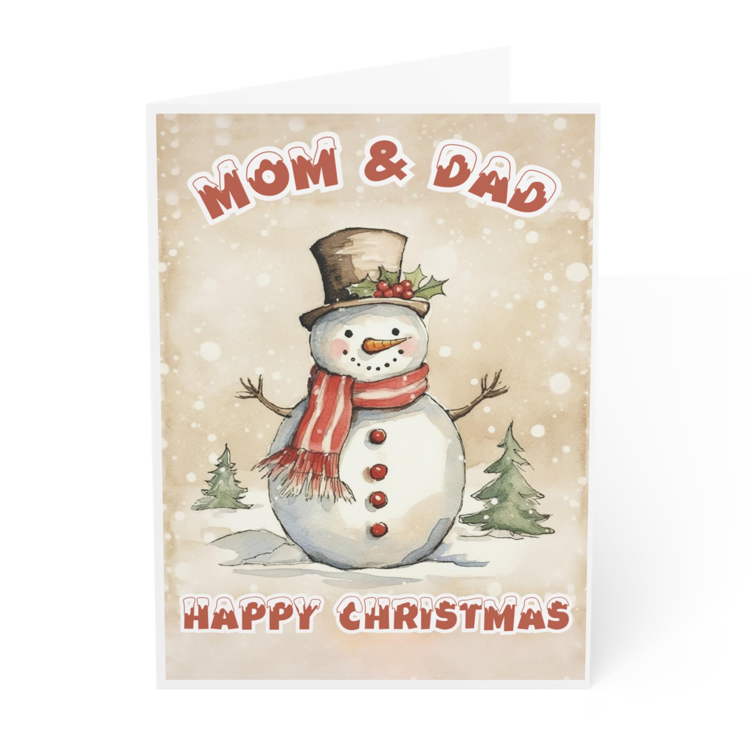 J&J'S TOYSCAPE Christmas Card Parents from Us, Christmas Card for Mom & Dad, Couples Christmas Card, 5x7 Card with Envelope, Blank Inside (Snowman)