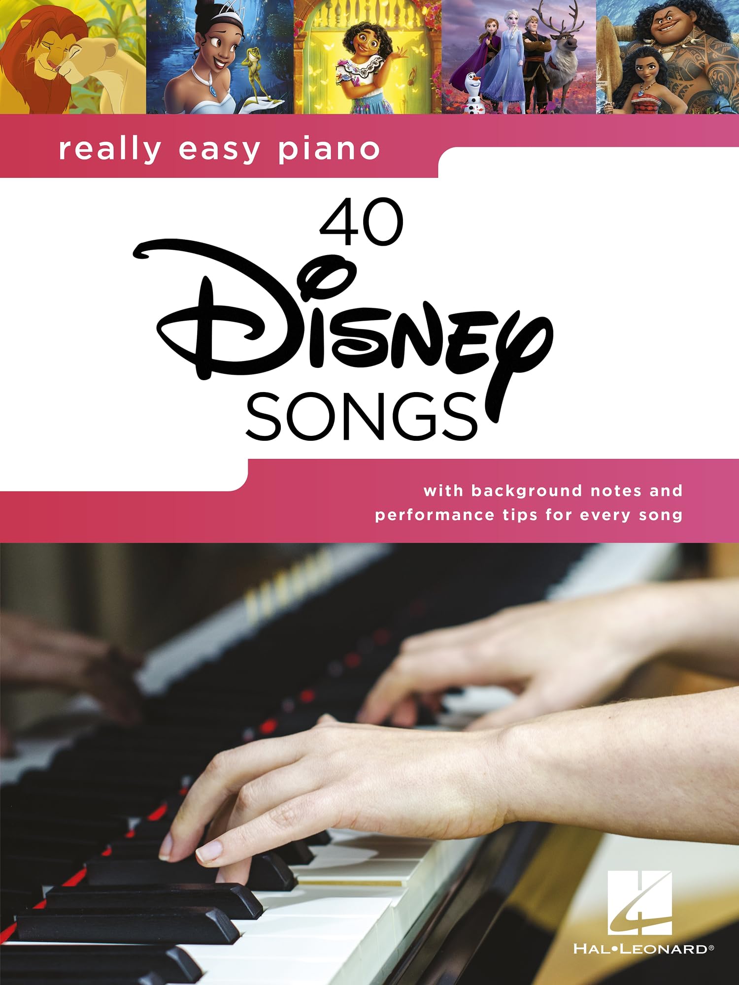 Really Easy Piano 40 Disney Songs Songbook mit Texten – Einfache Klavierarrangements